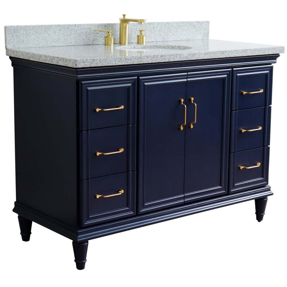 Bellaterra Shlomo - to Split 49" Single Vanity w/ Counter Top and Sink Blue Finish 400800-49S-BU-GYO