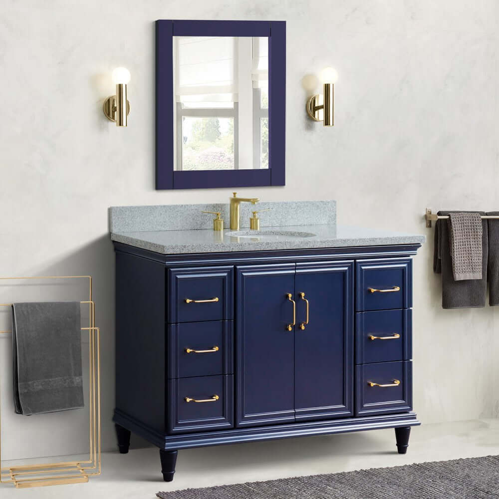 Bellaterra Shlomo - to Split 49" Single Vanity w/ Counter Top and Sink Blue Finish 400800-49S-BU-GYO