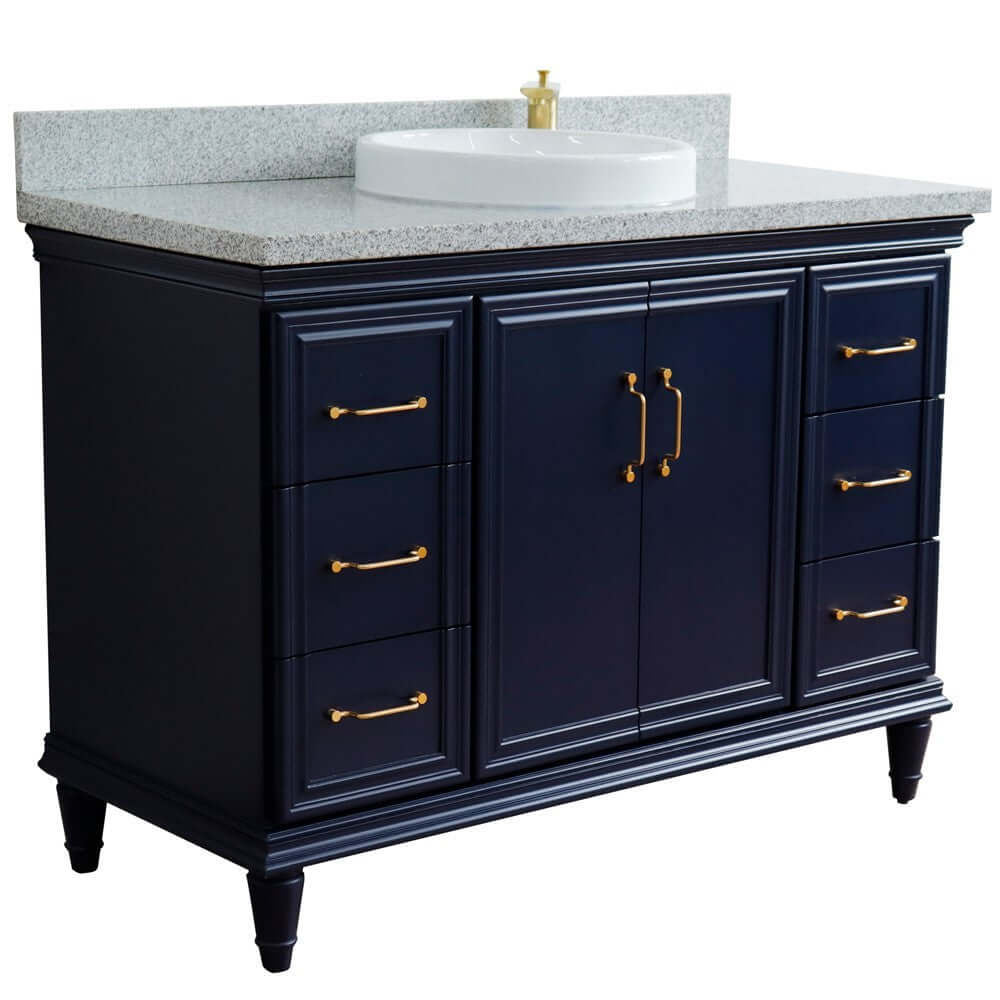 Bellaterra Shlomo - to Split 49" Single Vanity w/ Counter Top and Sink Blue Finish 400800-49S-BU-GYRD