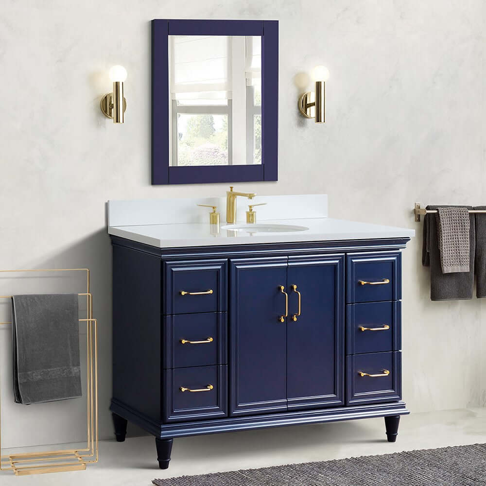 Bellaterra Shlomo - to Split 49" Single Vanity w/ Counter Top and Sink Blue Finish 400800-49S-BU-WEO