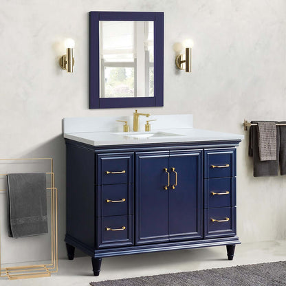 Bellaterra Shlomo - to Split 49" Single Vanity w/ Counter Top and Sink Blue Finish 400800-49S-BU-WER