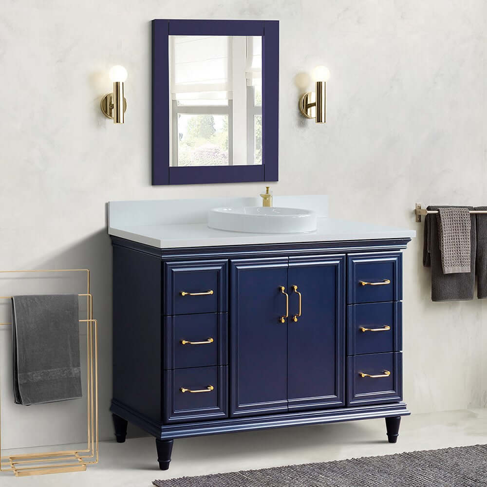 Bellaterra Shlomo - to Split 49" Single Vanity w/ Counter Top and Sink Blue Finish 400800-49S-BU-WERD