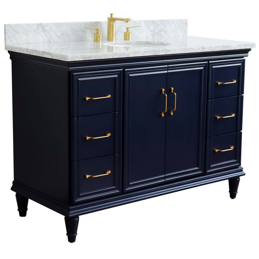 Bellaterra Shlomo - to Split 49" Single Vanity w/ Counter Top and Sink Blue Finish 400800-49S-BU-WMO