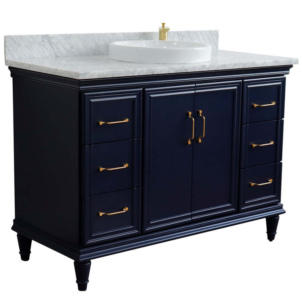 Bellaterra Shlomo - to Split 49" Single Vanity w/ Counter Top and Sink Blue Finish 400800-49S-BU-WMRD