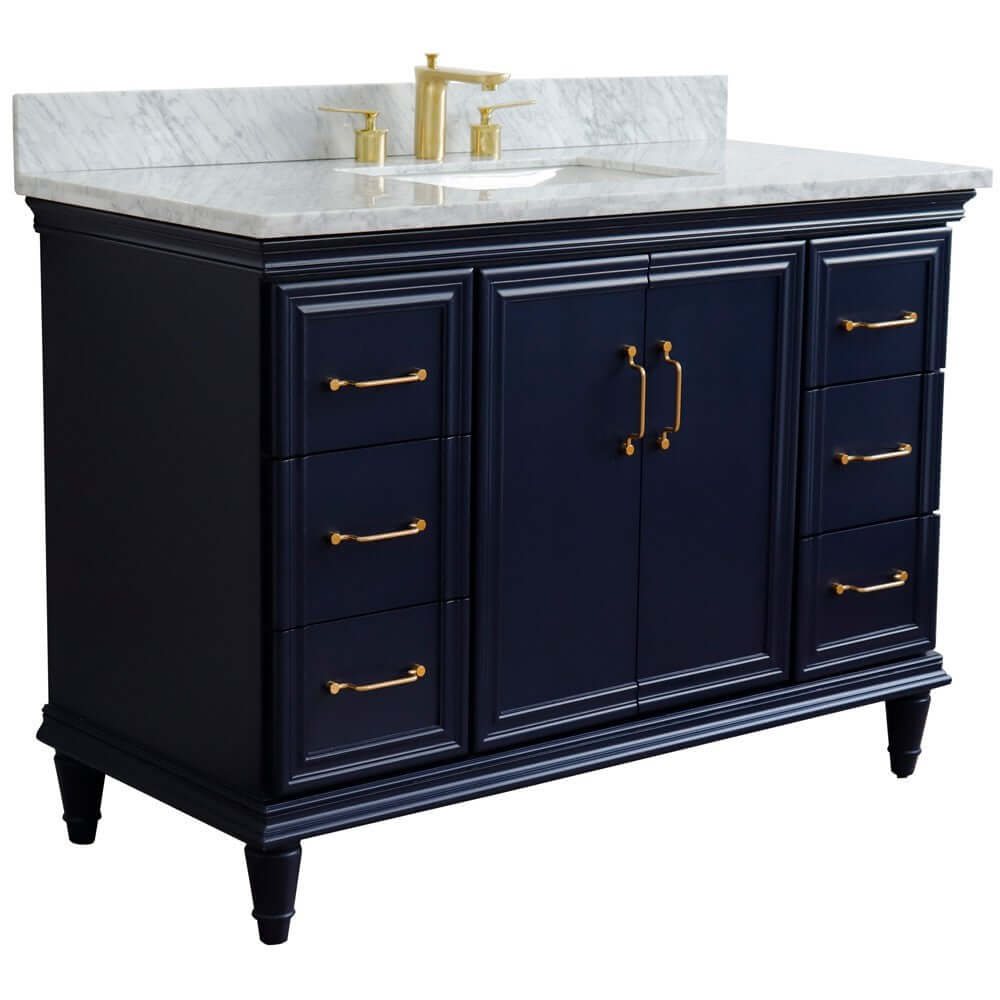 Bellaterra Shlomo - to Split 49" Single Vanity w/ Counter Top and Sink Blue Finish 400800-49S-BU-WMR