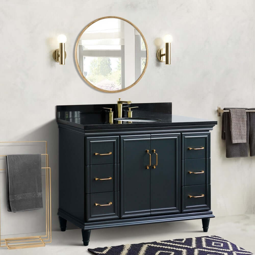 Bellaterra Shlomo - to Split 49" Single Vanity w/ Counter Top and Sink Dark Gray Finish 400800-49S-DG-BGO