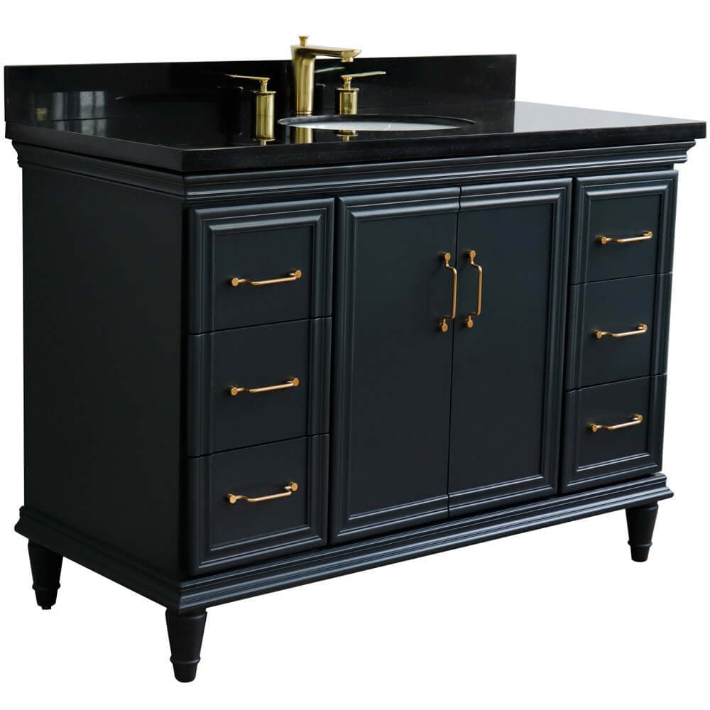 Bellaterra Shlomo - to Split 49" Single Vanity w/ Counter Top and Sink Dark Gray Finish 400800-49S-DG-BGO