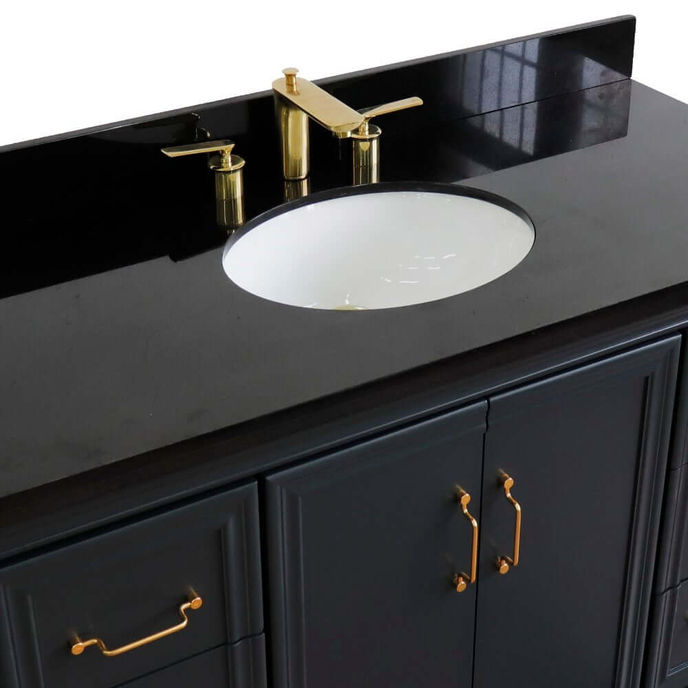 Bellaterra Shlomo - to Split 49" Single Vanity w/ Counter Top and Sink Dark Gray Finish 400800-49S-DG-BGO