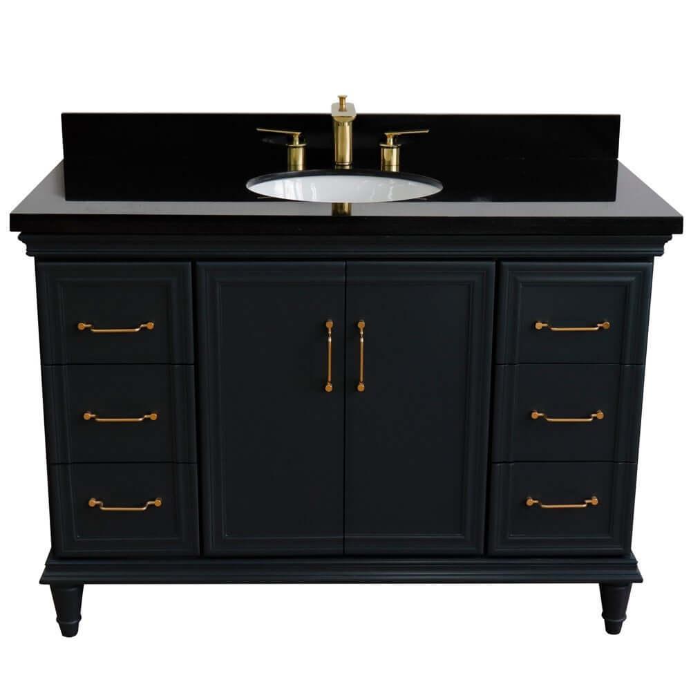 Bellaterra Shlomo - to Split 49" Single Vanity w/ Counter Top and Sink Dark Gray Finish 400800-49S-DG-BGO