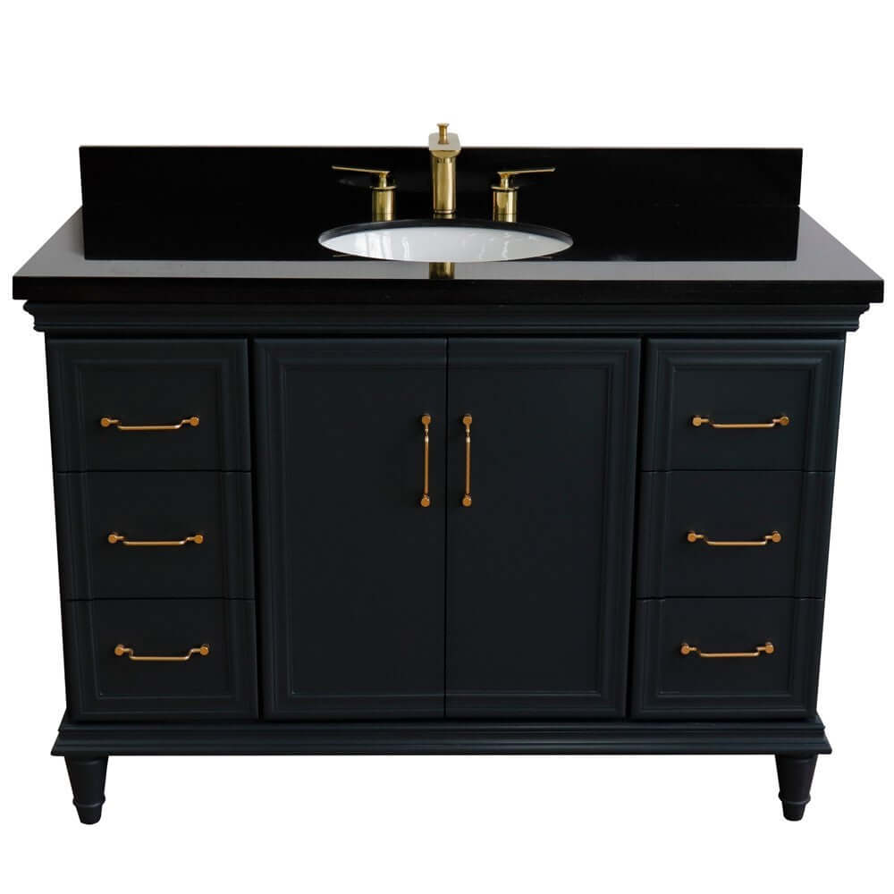 Bellaterra Shlomo - to Split 49" Single Vanity w/ Counter Top and Sink Dark Gray Finish 400800-49S-DG-BGO