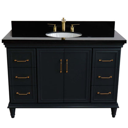 Bellaterra Shlomo - to Split 49" Single Vanity w/ Counter Top and Sink Dark Gray Finish 400800-49S-DG-BGO