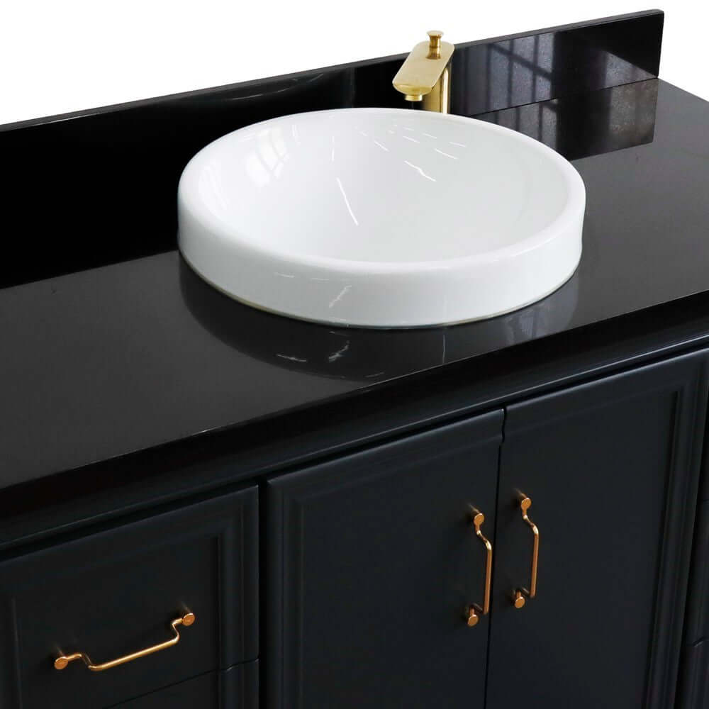 Bellaterra Shlomo - to Split 49" Single Vanity w/ Counter Top and Sink Dark Gray Finish 400800-49S-DG-BGRD