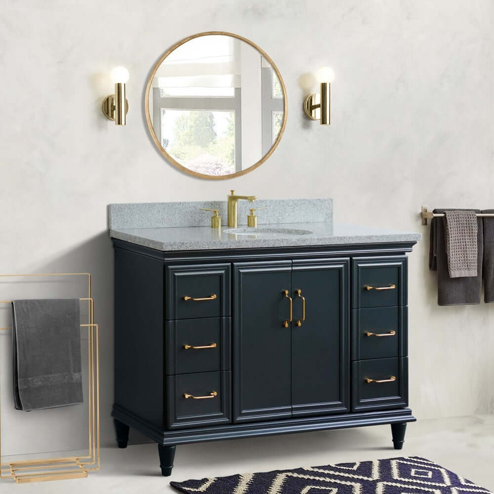 Bellaterra Shlomo - to Split 49" Single Vanity w/ Counter Top and Sink Dark Gray Finish 400800-49S-DG-GYO