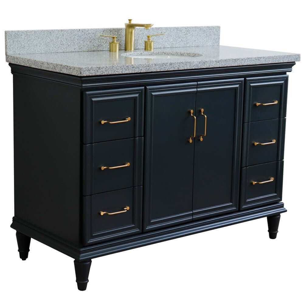 Bellaterra Shlomo - to Split 49" Single Vanity w/ Counter Top and Sink Dark Gray Finish 400800-49S-DG-GYO