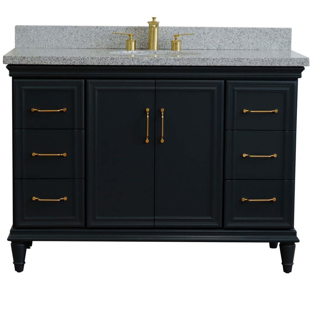 Bellaterra Shlomo - to Split 49" Single Vanity w/ Counter Top and Sink Dark Gray Finish 400800-49S-DG-GYO