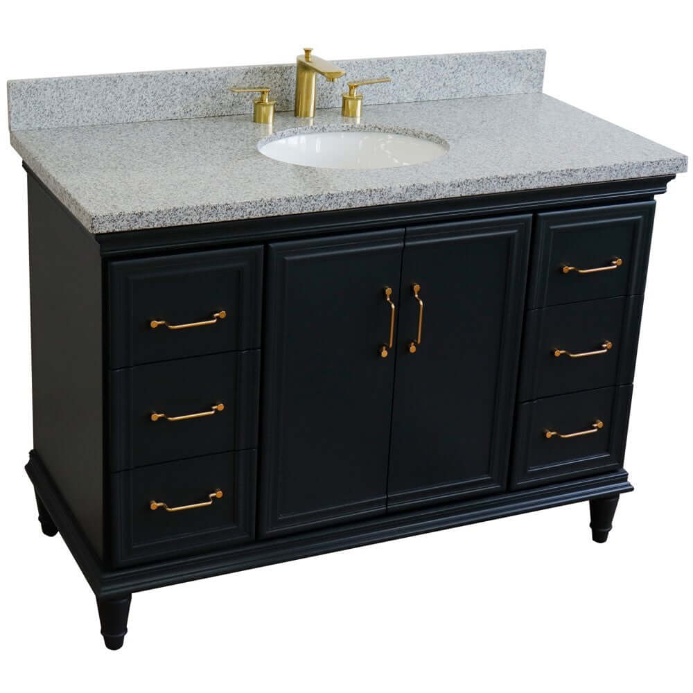 Bellaterra Shlomo - to Split 49" Single Vanity w/ Counter Top and Sink Dark Gray Finish 400800-49S-DG-GYO