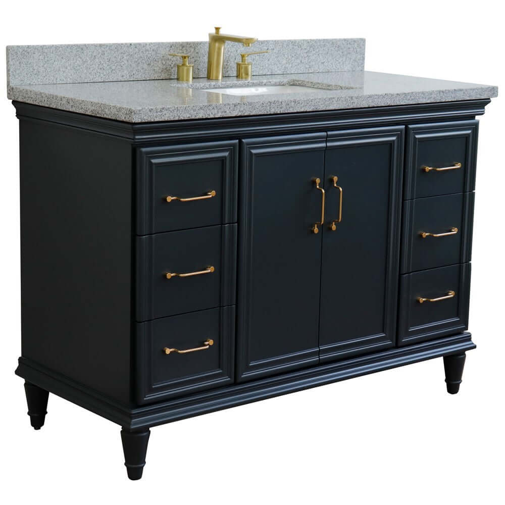 Bellaterra Shlomo - to Split 49" Single Vanity w/ Counter Top and Sink Dark Gray Finish 400800-49S-DG-GYR