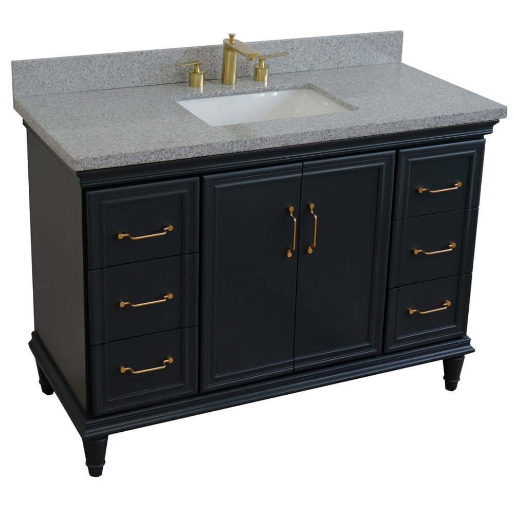 Bellaterra Shlomo - to Split 49" Single Vanity w/ Counter Top and Sink Dark Gray Finish 400800-49S-DG-GYR