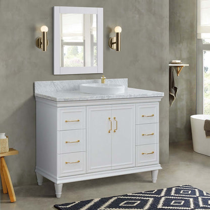 Bellaterra White 49" Single Vanity White White Carrara Marble Round Sink 400700-49S-WH