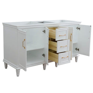 Bellaterra 60" Double Vanity - Cabinet Only 400800-60D, White, Open
