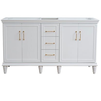 Bellaterra 60" Double Vanity - Cabinet Only 400800-60D, White, Front