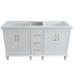 Bellaterra 60" Double Vanity - Cabinet Only 400800-60D, White, Front