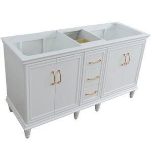 Bellaterra 60" Double Vanity - Cabinet Only 400800-60D, White, Left side view