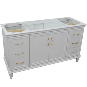 Bellaterra 60" Single Vanity - Cabinet Only 400800-60S-BU-DG-WH, White, Front Top