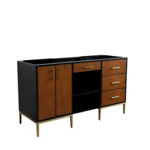 Load image into Gallery viewer, Bellaterra 60&quot; Double Vanity - Cabinet Only 400800-60D, Walnut and Black, Front