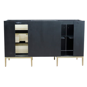 Bellaterra 60" Double Vanity - Cabinet Only 400800-60D, Walnut and Black, Back side
