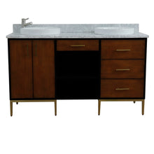 Load image into Gallery viewer, Bellaterra 61&quot; Double Sink Vanity in Walnut/Black Finish with Counter Top and Sink 400900-61D-WB, White Carrara Marble / Round, Front
