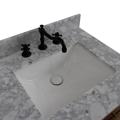 Bellaterra 61" Double Sink Vanity in Walnut/Black Finish with Counter Top and Sink 400900-61D-WB, White Carrara Marble / Rectangle, Sink 2