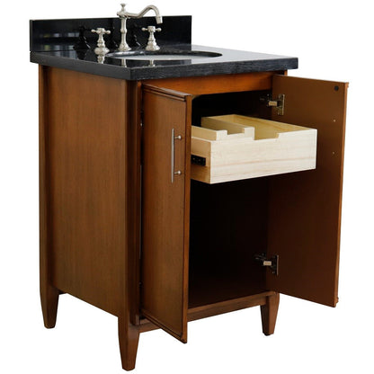 Bellaterra 25" Walnut Wood Single Vanity w/ Counter Top and Sink 400901-25-WA-BGO (Black Galaxy Granite)