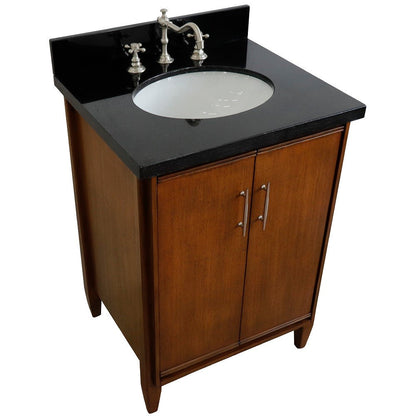 Bellaterra 25" Walnut Wood Single Vanity w/ Counter Top and Sink 400901-25-WA-BGO (Black Galaxy Granite)