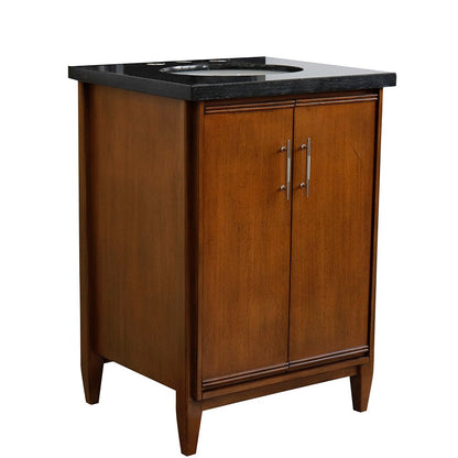 Bellaterra 25" Walnut Wood Single Vanity w/ Counter Top and Sink 400901-25-WA-BGO (Black Galaxy Granite)