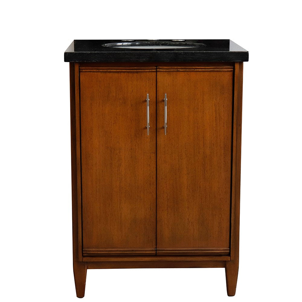 Bellaterra 25" Walnut Wood Single Vanity w/ Counter Top and Sink 400901-25-WA-BGO (Black Galaxy Granite)