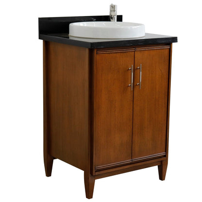 Bellaterra 25" Walnut Wood Single Vanity w/ Counter Top and Sink 400901-25-WA-BGRD (Black Galaxy Granite)