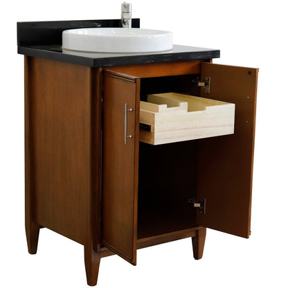 Bellaterra 25" Walnut Wood Single Vanity w/ Counter Top and Sink 400901-25-WA-BGRD (Black Galaxy Granite)