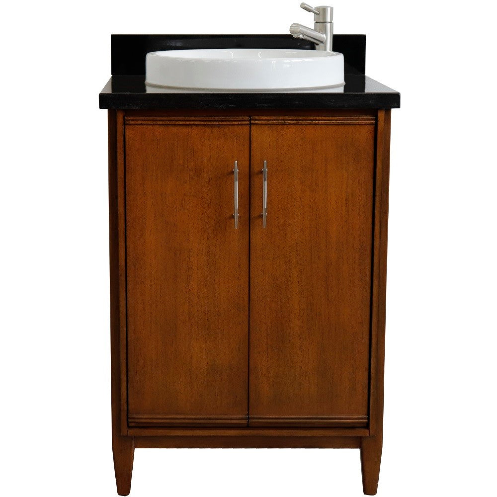 Bellaterra 25" Walnut Wood Single Vanity w/ Counter Top and Sink 400901-25-WA-BGRD (Black Galaxy Granite)