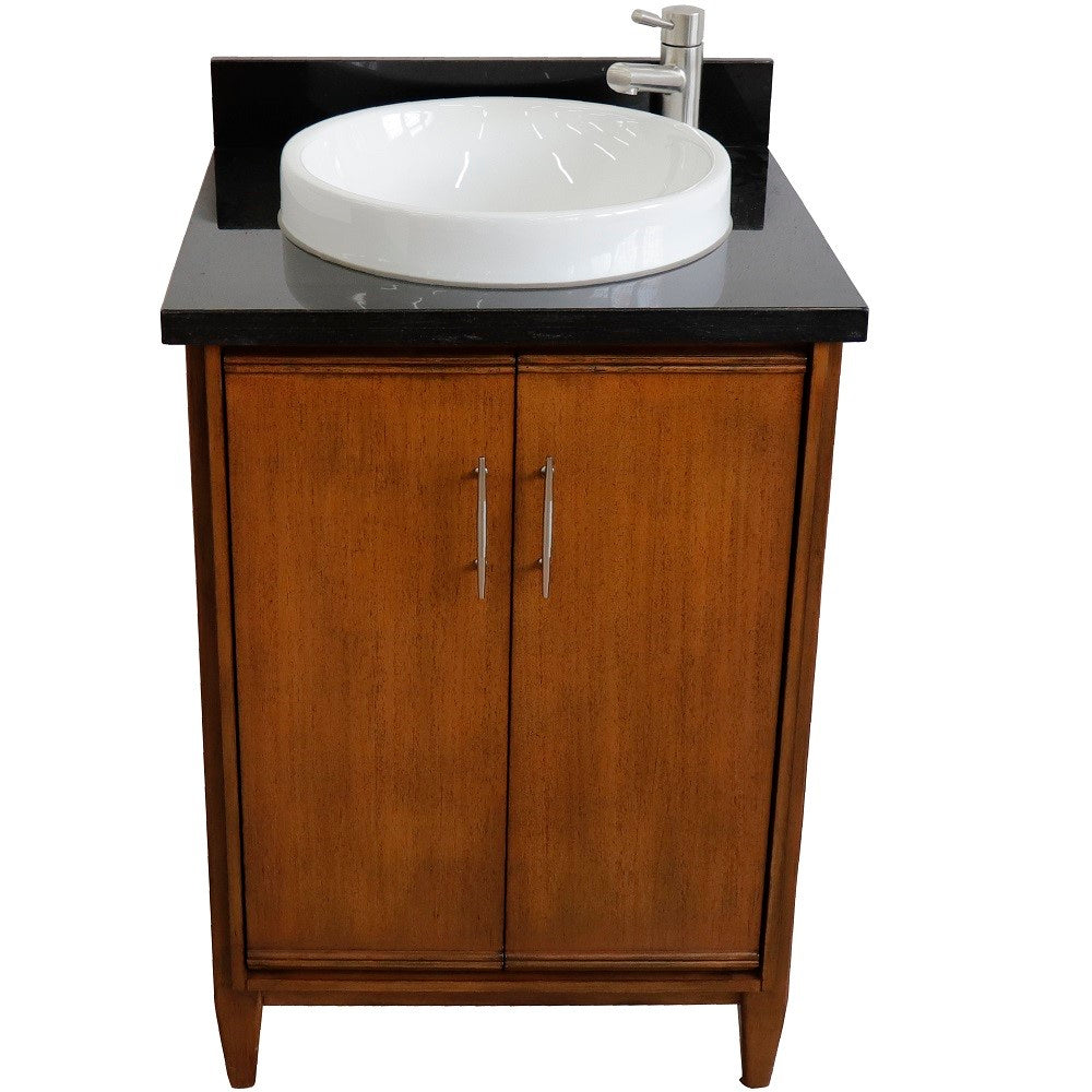 Bellaterra 25" Walnut Wood Single Vanity w/ Counter Top and Sink 400901-25-WA-BGRD (Black Galaxy Granite)