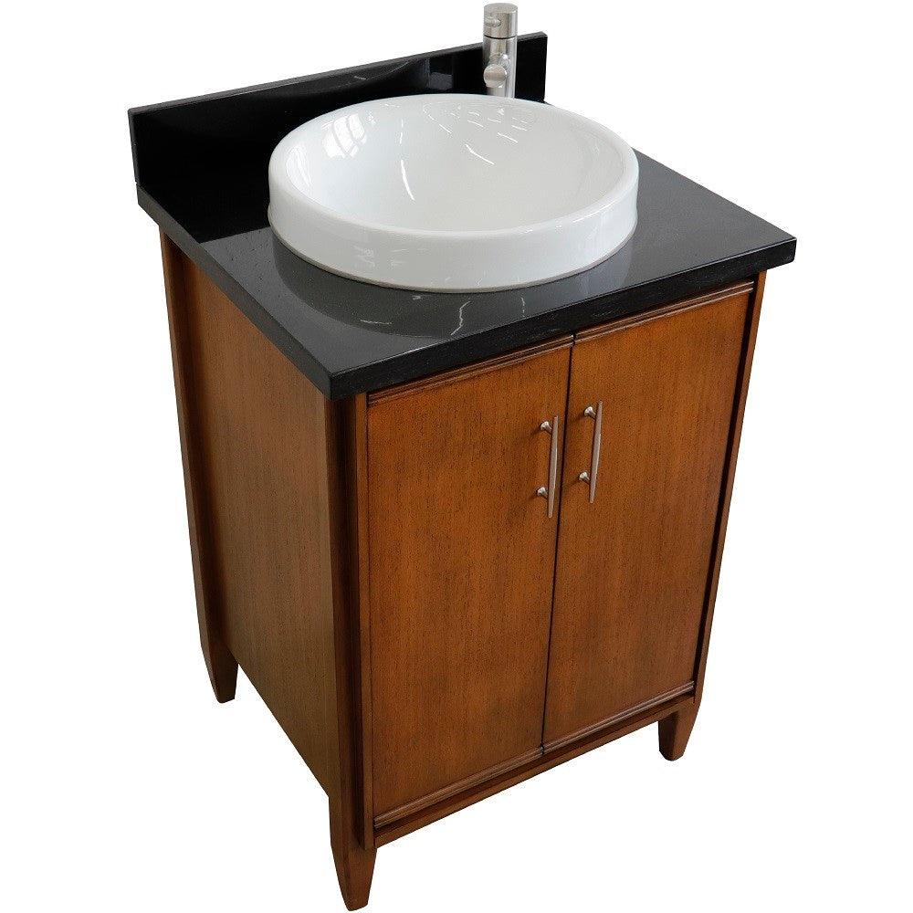 Bellaterra 25" Walnut Wood Single Vanity w/ Counter Top and Sink 400901-25-WA-BGRD (Black Galaxy Granite)