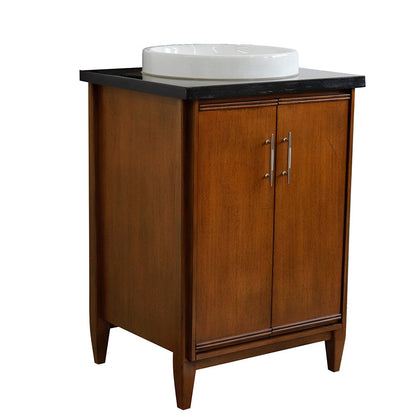 Bellaterra 25" Walnut Wood Single Vanity w/ Counter Top and Sink 400901-25-WA-BGRD (Black Galaxy Granite)