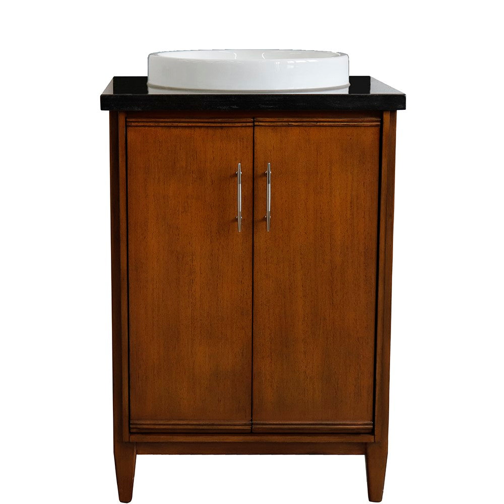 Bellaterra 25" Walnut Wood Single Vanity w/ Counter Top and Sink 400901-25-WA-BGRD (Black Galaxy Granite)