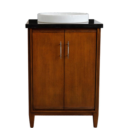 Bellaterra 25" Walnut Wood Single Vanity w/ Counter Top and Sink 400901-25-WA-BGRD (Black Galaxy Granite)