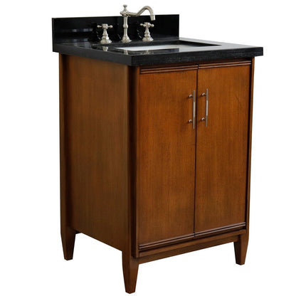 Bellaterra 25" Walnut Wood Single Vanity w/ Counter Top and Sink 400901-25-WA-BGR (Black Galaxy Granite)