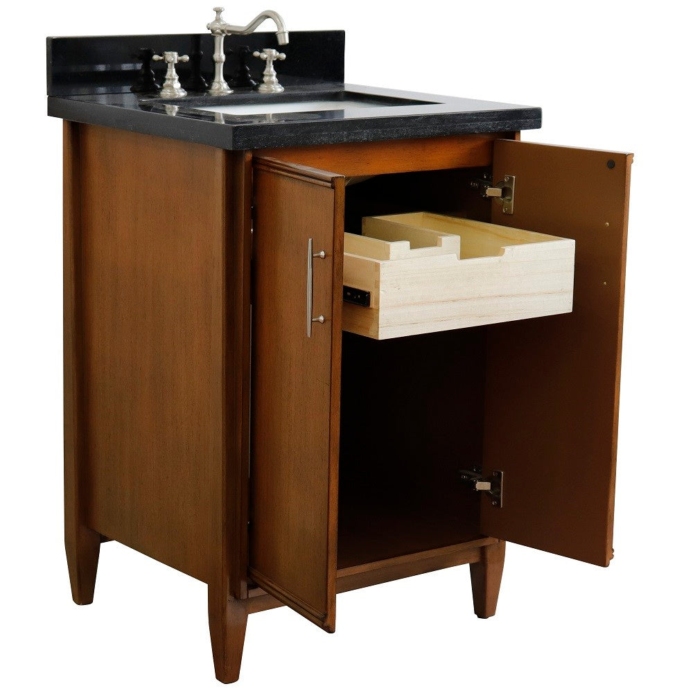 Bellaterra 25" Walnut Wood Single Vanity w/ Counter Top and Sink 400901-25-WA-BGR (Black Galaxy Granite)