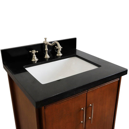 Bellaterra 25" Walnut Wood Single Vanity w/ Counter Top and Sink 400901-25-WA-BGR (Black Galaxy Granite)