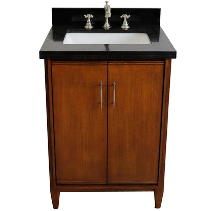 Bellaterra 25" Walnut Wood Single Vanity w/ Counter Top and Sink 400901-25-WA-BGR (Black Galaxy Granite)