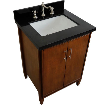 Bellaterra 25" Walnut Wood Single Vanity w/ Counter Top and Sink 400901-25-WA-BGR (Black Galaxy Granite)