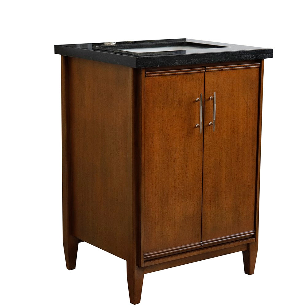 Bellaterra 25" Walnut Wood Single Vanity w/ Counter Top and Sink 400901-25-WA-BGR (Black Galaxy Granite)